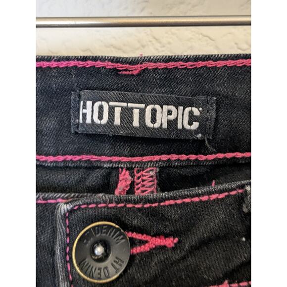 Vintage 90s Y2K HOT TOPIC Trip Rave Cargo Pants Stars Pink Black Womens Size 9 - Picture 4 of 10